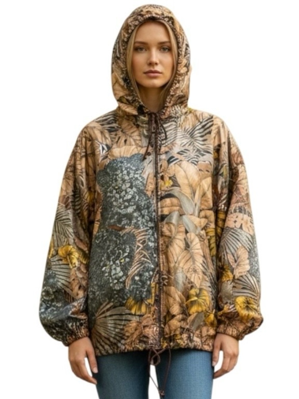 Vintage 1980s Salvatore Ferragamo Jungle Jacket Oversized Camouflage Windbreaker
